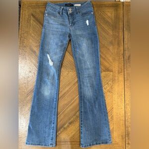 BCBGeneration Women’s Mid Rise Bootcut Distressed Blue Jeans Size 1